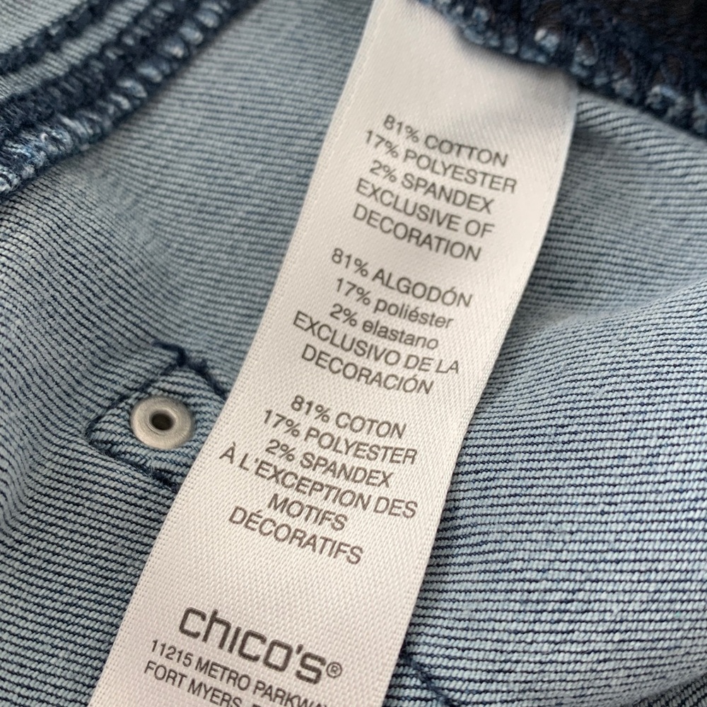 Chico’s Fabulously Slimming Jeans Medium Blue Size 14 Short - Picture 13 of 16